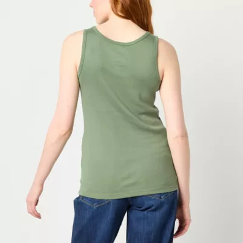 St. John's Bay Womens Scoop Neck Sleeveless Tank Top