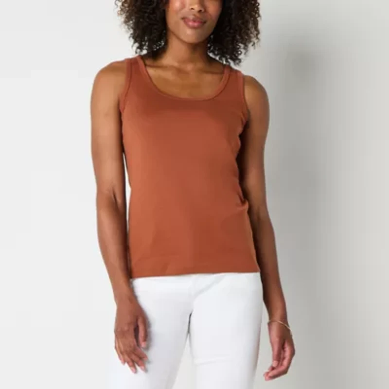 St. John's Bay Womens Scoop Neck Sleeveless Tank Top