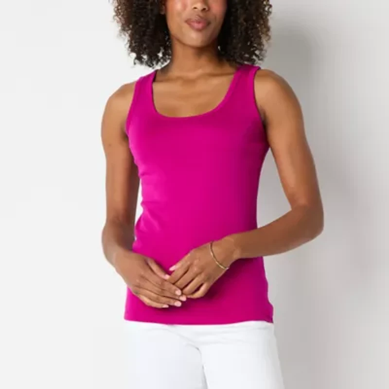 St. John's Bay Womens Scoop Neck Sleeveless Tank Top