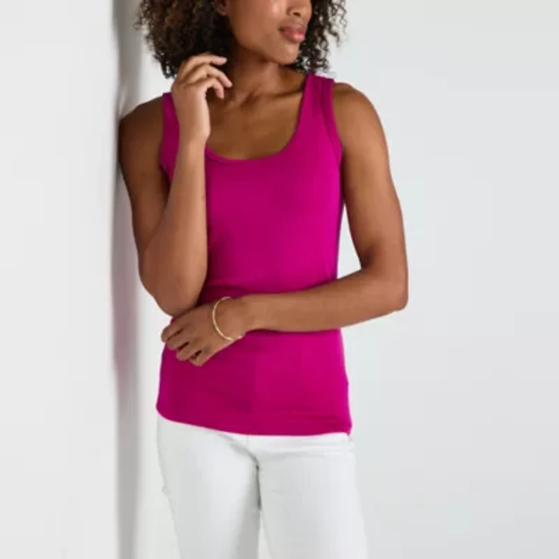 St. John's Bay Womens Scoop Neck Sleeveless Tank Top