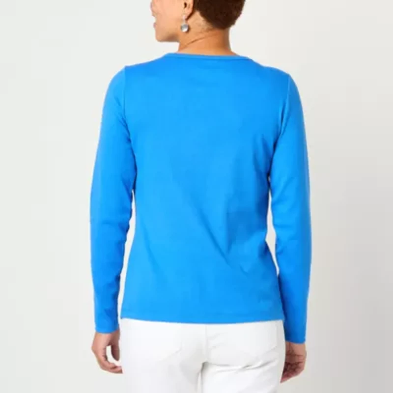 St. John's Bay Womens Crew Neck Long Sleeve T-Shirt