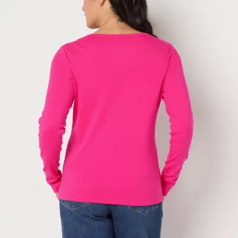 St. John's Bay Womens Crew Neck Long Sleeve T-Shirt