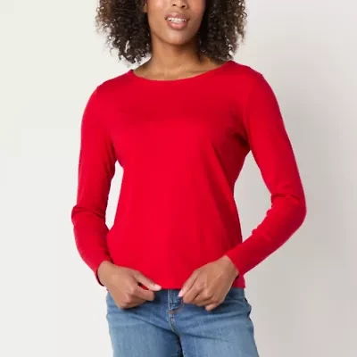 St. John's Bay Womens Crew Neck Long Sleeve T-Shirt