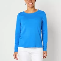 St. John's Bay Womens Crew Neck Long Sleeve T-Shirt