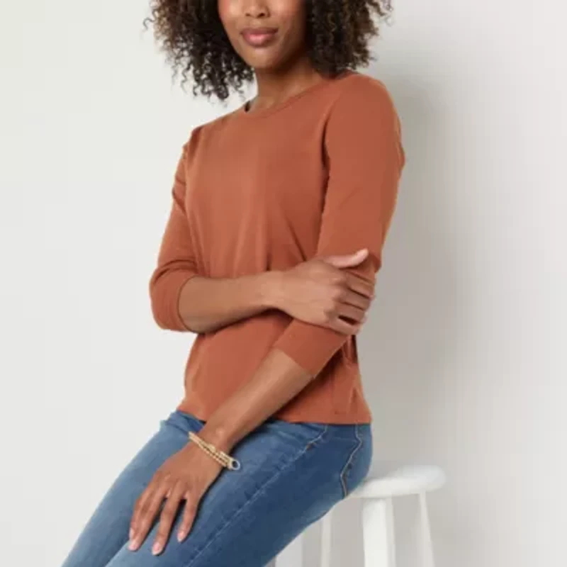 St. John's Bay Womens Crew Neck Long Sleeve T-Shirt