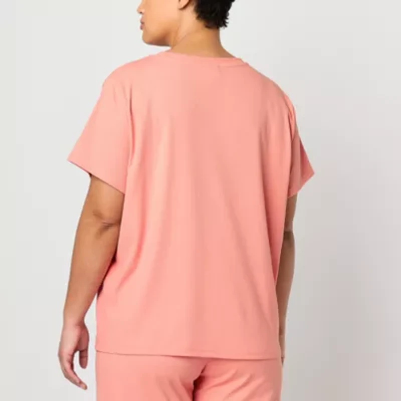 PUMA Womens Crew Neck Short Sleeve Rib T-Shirt Plus