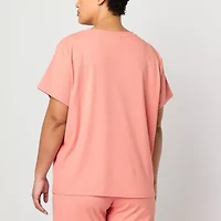 PUMA Womens Crew Neck Short Sleeve Rib T-Shirt Plus