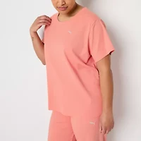 PUMA Womens Crew Neck Short Sleeve Rib T-Shirt Plus