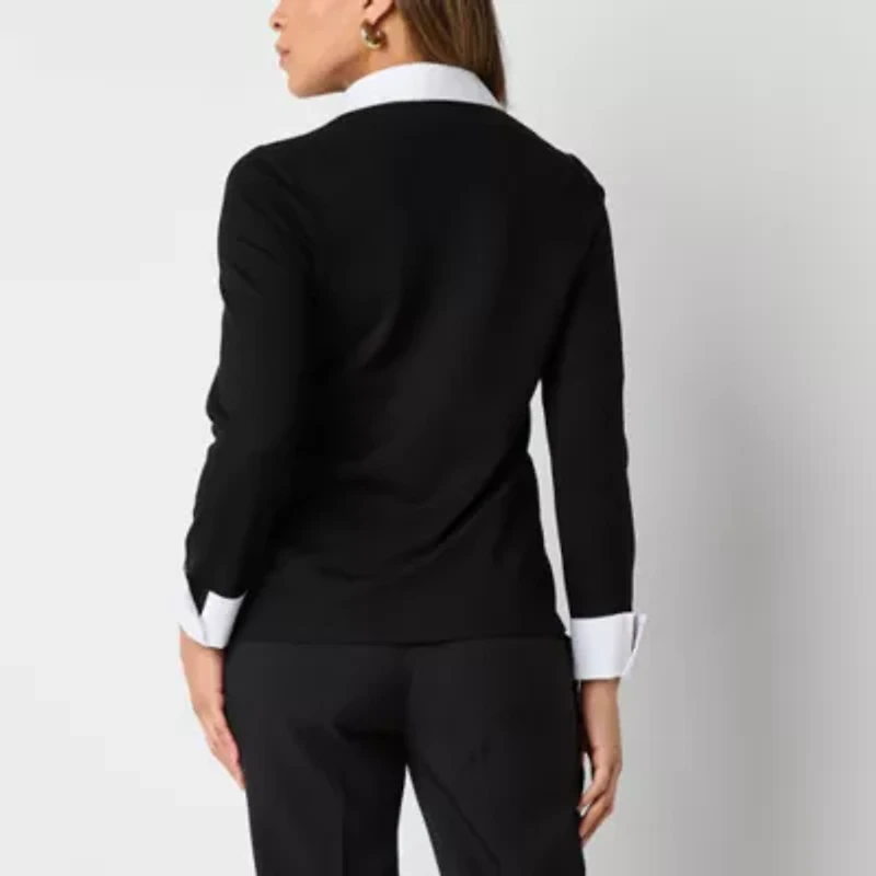 Black Label by Evan-Picone Womens Long Sleeve Blouse