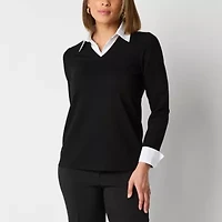 Black Label by Evan-Picone Womens Long Sleeve Blouse