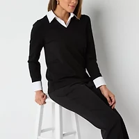 Black Label by Evan-Picone Womens Long Sleeve Blouse