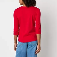 St. John's Bay Womens Tall V Neck 3/4 Sleeve T-Shirt