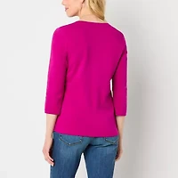 St. John's Bay Womens Tall V Neck 3/4 Sleeve T-Shirt