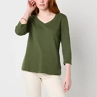 St. John's Bay Womens Tall V Neck 3/4 Sleeve T-Shirt