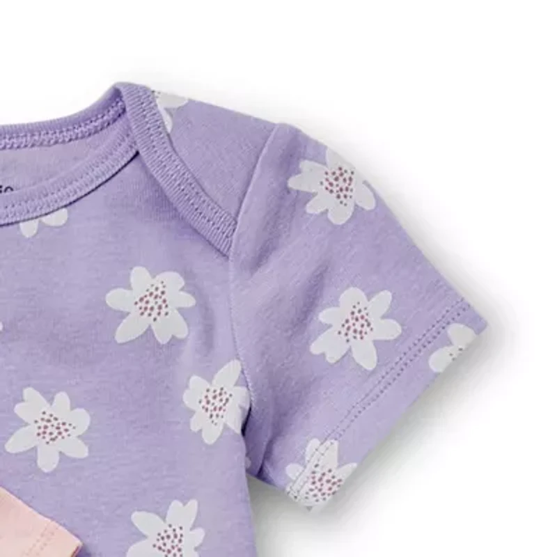 Okie Dokie Baby Girls Crew Neck Short Sleeve Rib 4-pc. Bodysuit