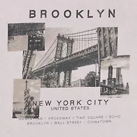 New World Brooklyn York Boyfriend Womens Crew Neck Short Sleeve Loose Fit Juniors Graphic T-Shirt