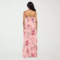 Premier Amour Womens Strapless Floral Fitted Gown