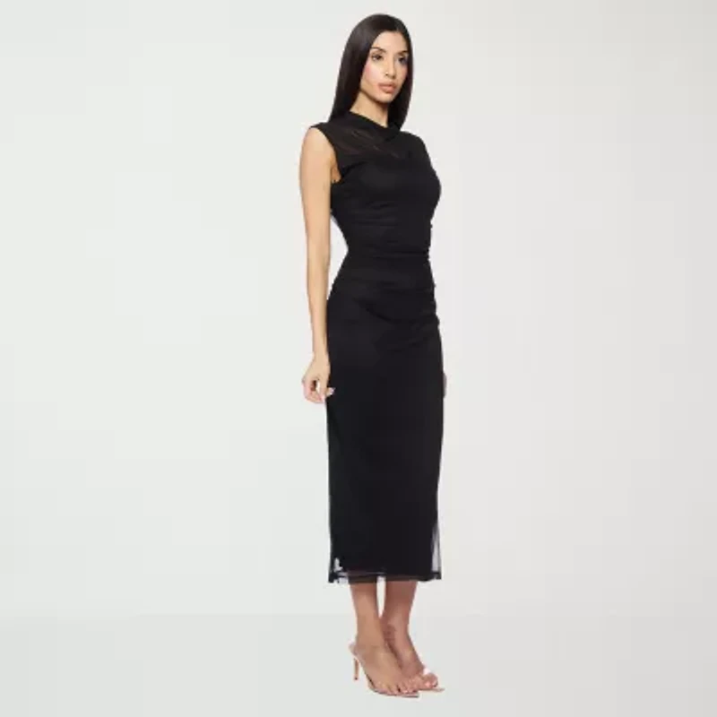 Premier Amour Womens Sleeveless Midi Sheath Dress