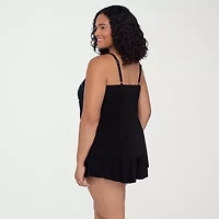 Trimshaper Womens Floral Plus Tankini Swimsuit Top