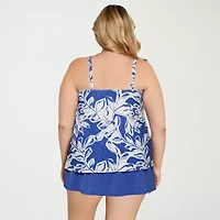 Sonnet Shores Womens Tropical Leaf Plus Tankini Swimsuit Top