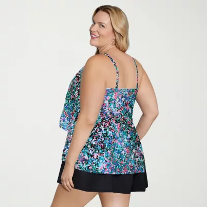 Sonnet Shores Womens Dots Plus Tankini Swimsuit Top