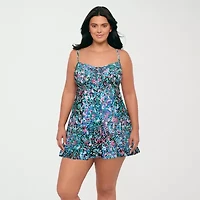 Sonnet Shores Womens Dots Plus Swim Dress