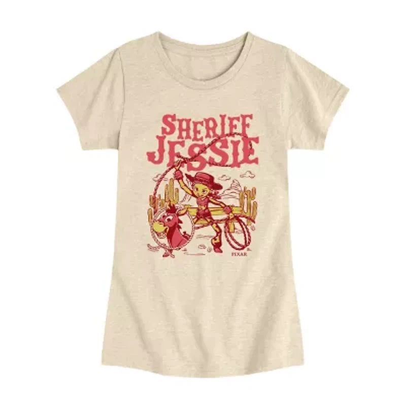 Disney Collection Big Kid Girls Crew Neck Short Sleeve Regular Fit Toy Story Graphic T-Shirt