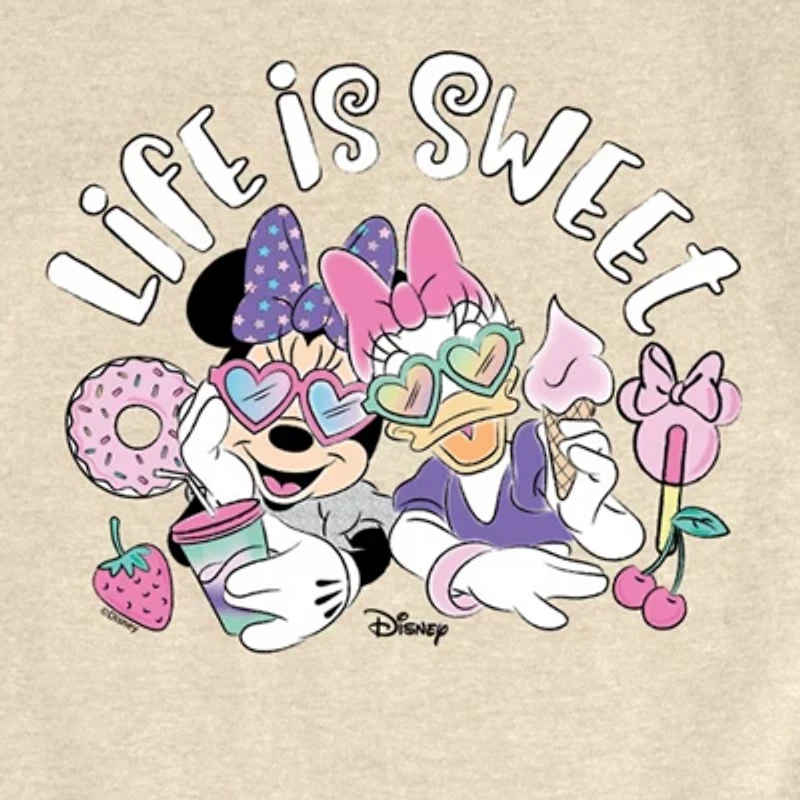 Disney Collection Toddler Girls Crew Neck Short Sleeve Regular Fit Daisy Duck Minnie Mouse Graphic T-Shirt