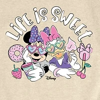 Disney Collection Toddler Girls Crew Neck Short Sleeve Regular Fit Daisy Duck Minnie Mouse Graphic T-Shirt