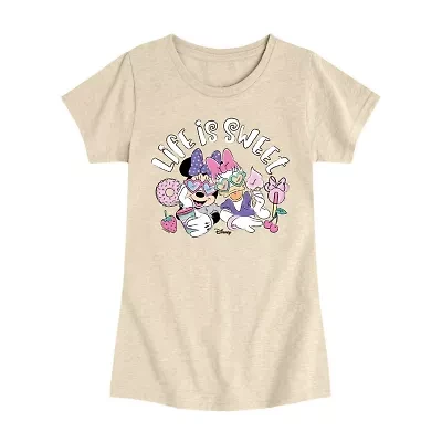 Disney Collection Toddler Girls Crew Neck Short Sleeve Regular Fit Daisy Duck Minnie Mouse Graphic T-Shirt