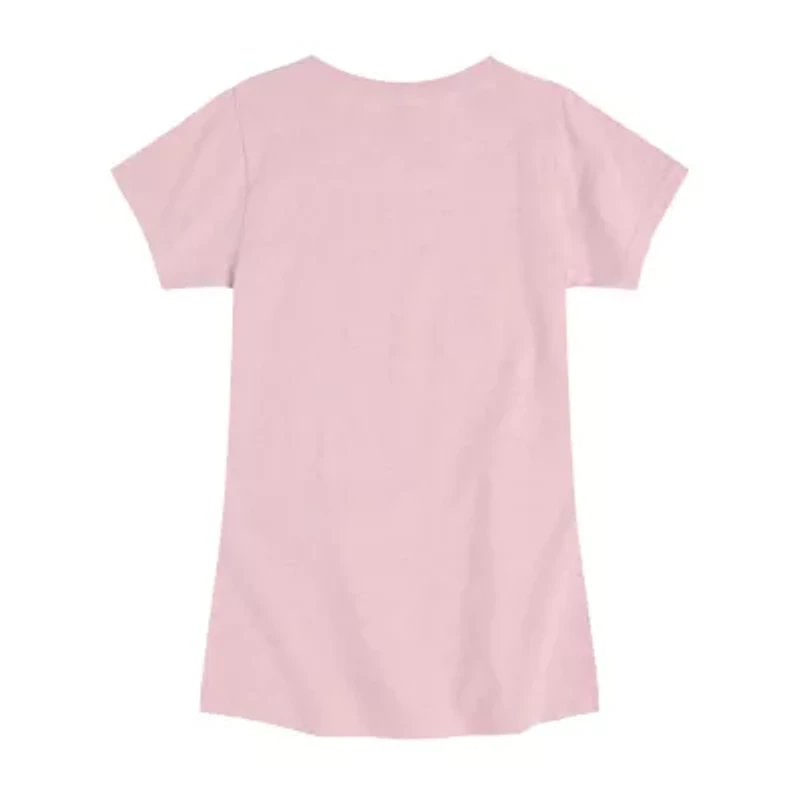 Disney Collection Big Kid Girls Crew Neck Short Sleeve Regular Fit Lilo & Stitch Graphic T-Shirt