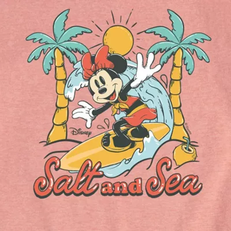 Disney Collection Big Kid Girls Crew Neck Short Sleeve Regular Fit Minnie Mouse Graphic T-Shirt
