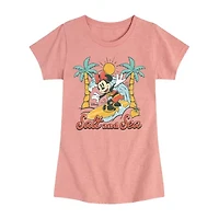 Disney Collection Big Kid Girls Crew Neck Short Sleeve Regular Fit Minnie Mouse Graphic T-Shirt