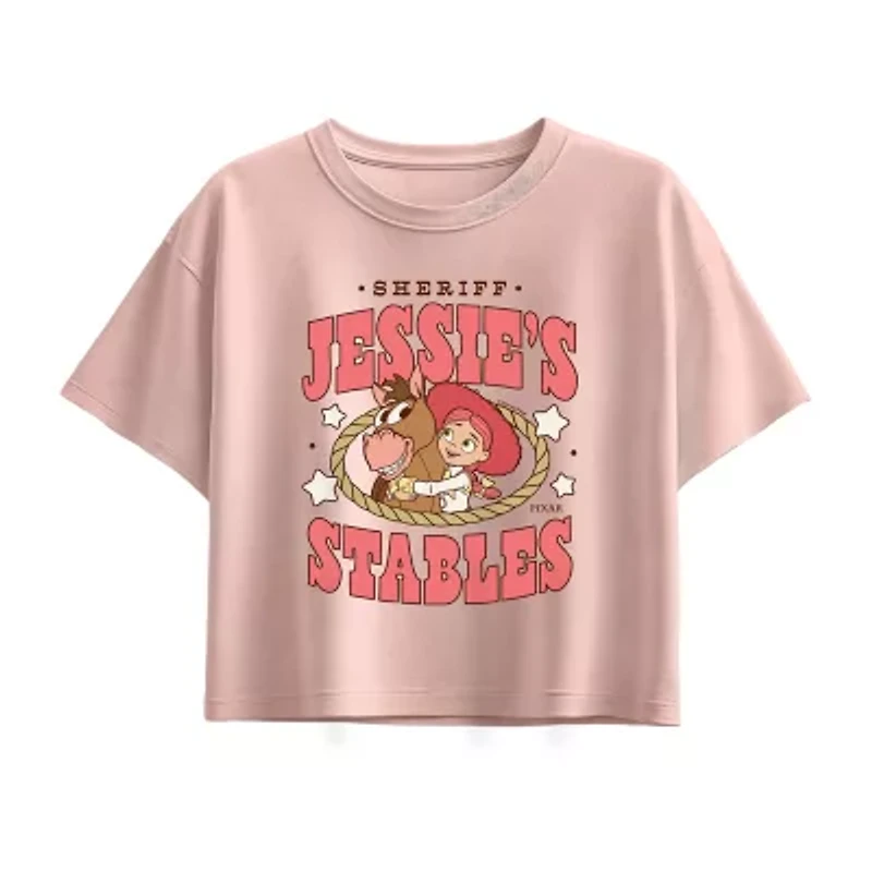Disney Collection Big Kid Girls Crew Neck Short Sleeve Regular Fit Toy Story Graphic T-Shirt