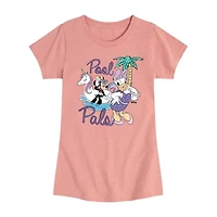 Disney Collection Toddler Girls Crew Neck Short Sleeve Regular Fit Daisy Duck Minnie Mouse Graphic T-Shirt