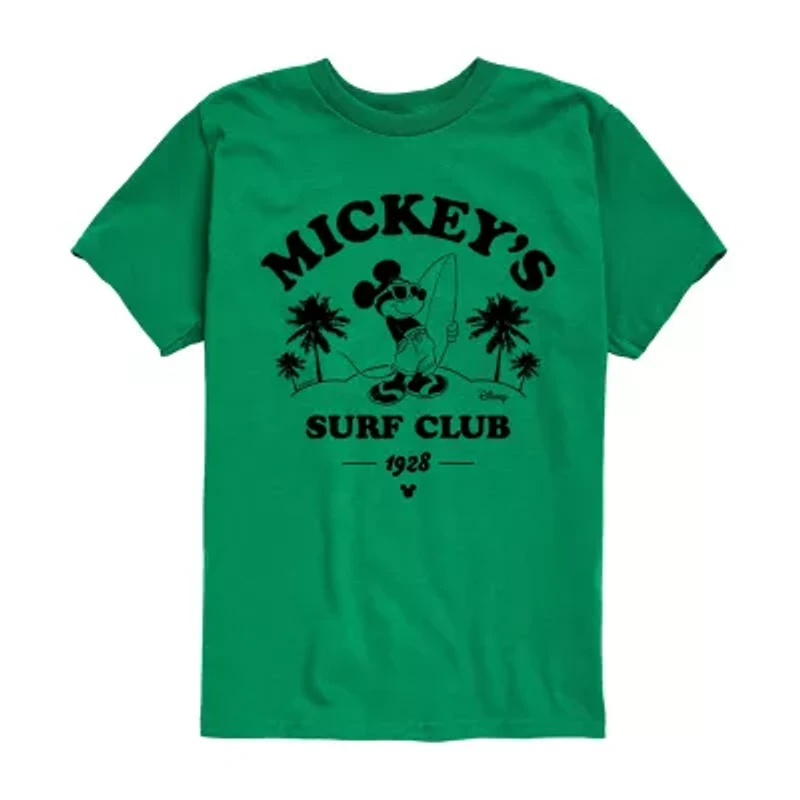 Disney Collection Big Kid Boys Crew Neck Short Sleeve Regular Fit Mickey Mouse Graphic T-Shirt