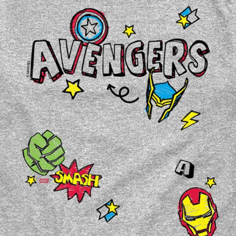 Disney Collection Big Kid Boys Crew Neck Short Sleeve Regular Fit Avengers Marvel Graphic T-Shirt