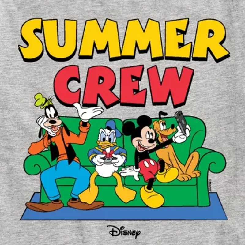 Disney Collection Toddler Boys Crew Neck Short Sleeve Regular Fit Mickey and Friends Graphic T-Shirt