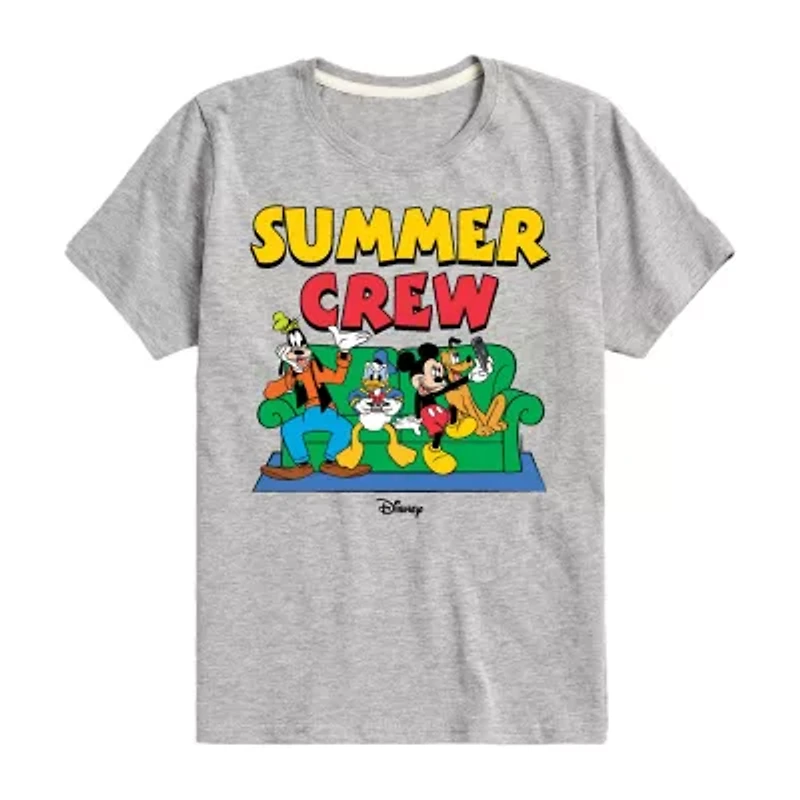 Disney Collection Toddler Boys Crew Neck Short Sleeve Regular Fit Mickey and Friends Graphic T-Shirt