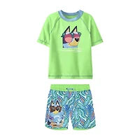 Toddler Boys Uv Protection Bluey 2-pc. Rash Guard Set