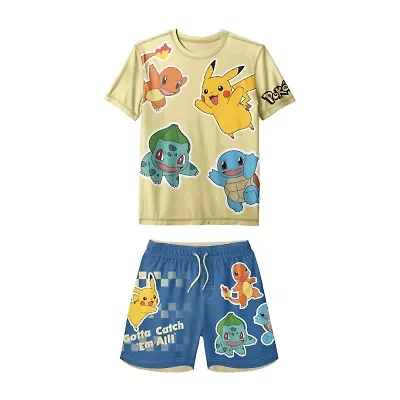 Little Boys Uv Protection Pokemon 2-pc. Rash Guard Set
