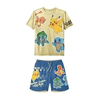 Little Boys Uv Protection Pokemon 2-pc. Rash Guard Set