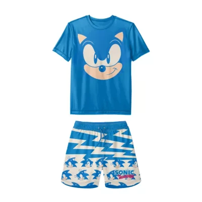 Little Boys Uv Protection Sonic the Hedgehog 2-pc. Rash Guard Set