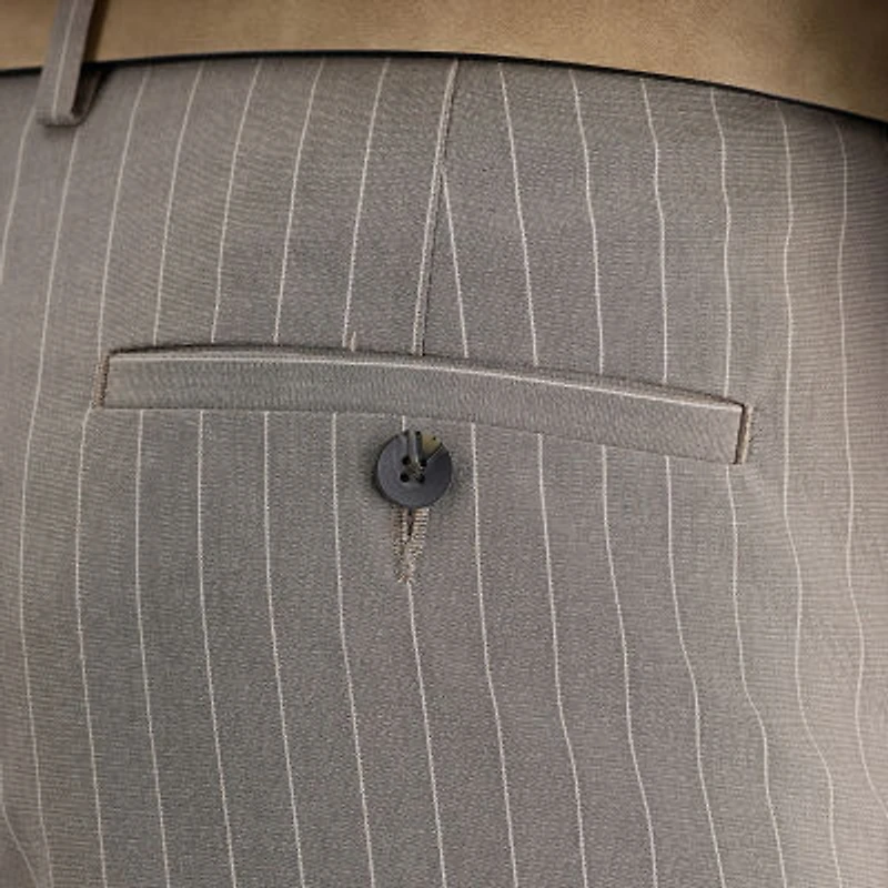 Haggar JMH Mens Stretch Fabric Classic Fit Striped Flat Front Suit Pant