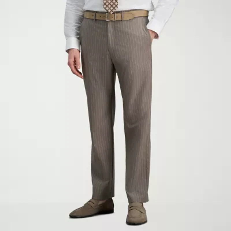 Haggar JMH Mens Stretch Fabric Classic Fit Striped Flat Front Suit Pant