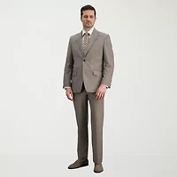 Haggar JMH Mens Stretch Fabric Classic Fit Striped Flat Front Suit Pant
