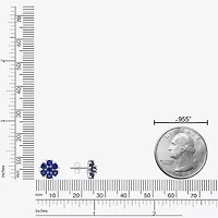 Lab Created Blue Sapphire Sterling Silver 9mm Flower Stud Earrings