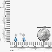 Womens Genuine Blue Topaz Sterling Silver Pear Drop Earrings