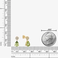 Womens Genuine Green Peridot 18K Gold Over Silver Pear Drop Earrings