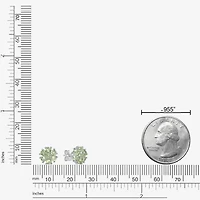 Genuine Green Peridot Sterling Silver 9mm Flower Stud Earrings